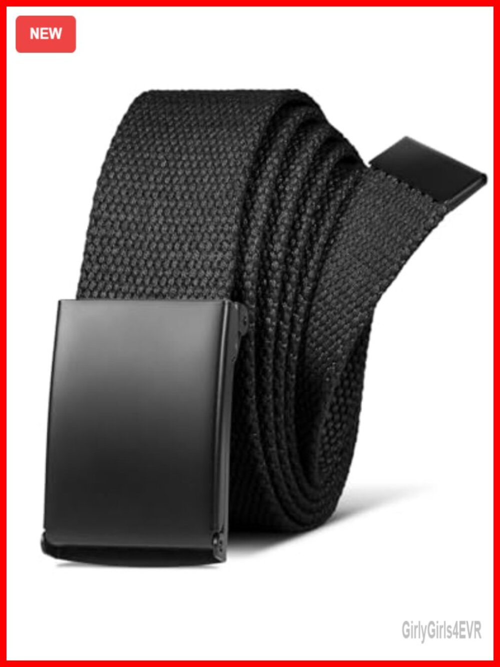 Adjustable Holeless Canvas Dress Belt with Metal Buckle - 53 Inch